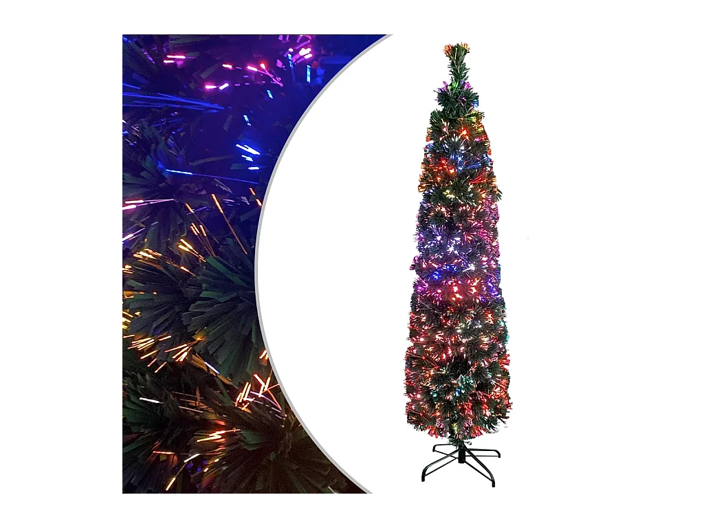 Árbol Navidad artificial estrecho soporte fibra óptica 240 cm