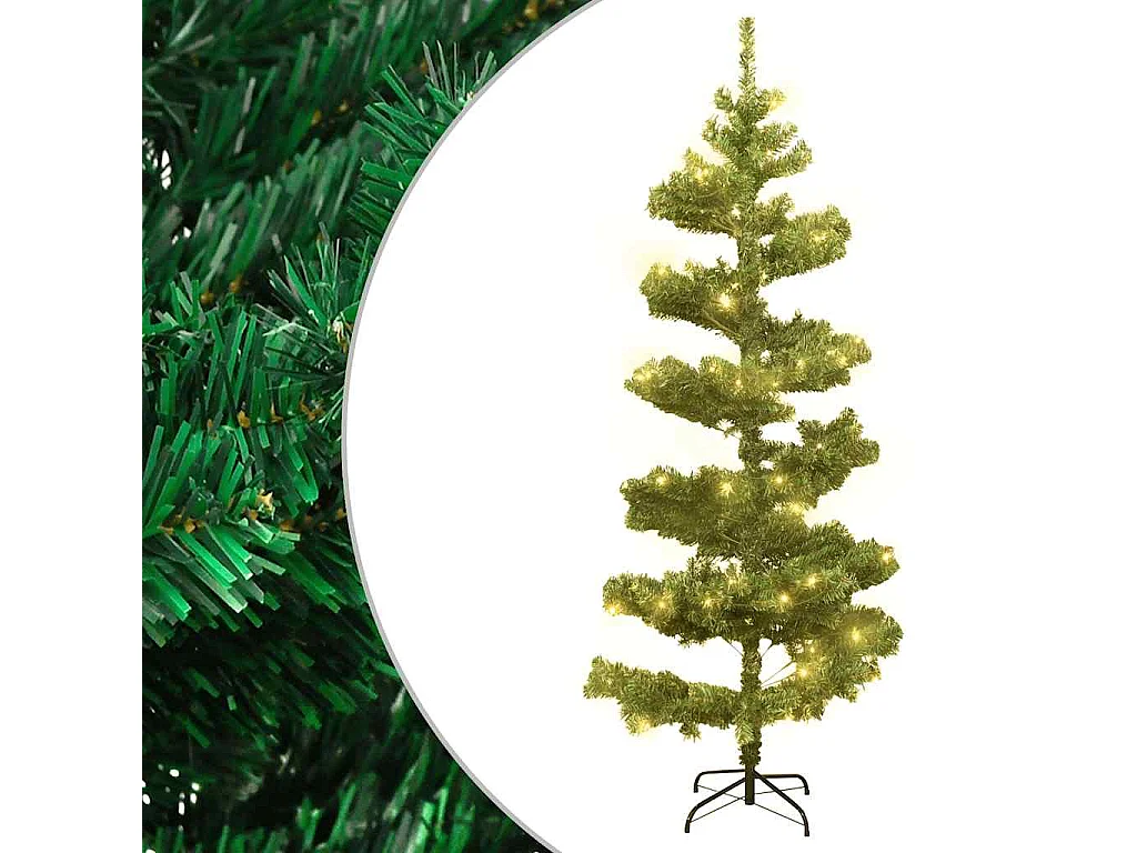 Kunstkerstboom met verlichting en standaard 150 cm PVC groen