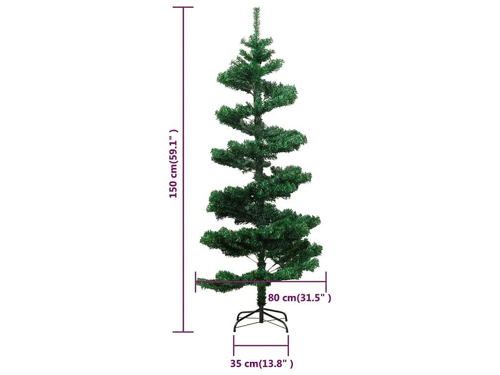 Kunstkerstboom met verlichting en standaard 150 cm PVC groen