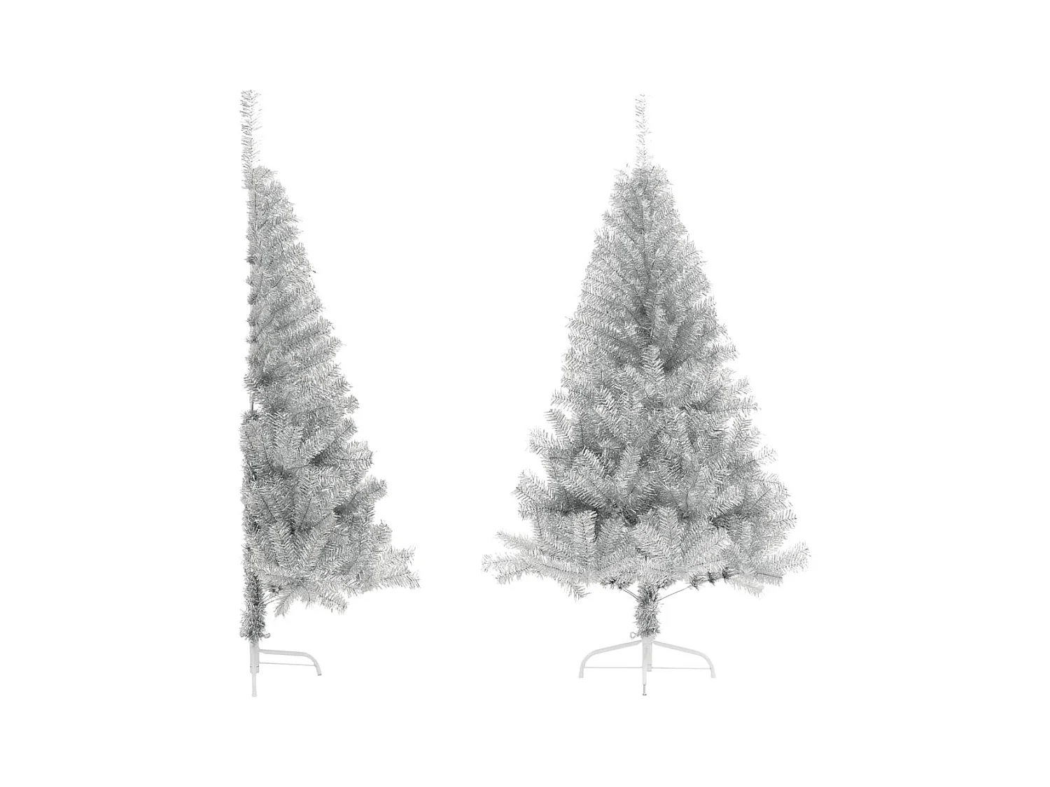 Künstlicher Halb-Weihnachtsbaum mit Ständer Silber 120 cm PET