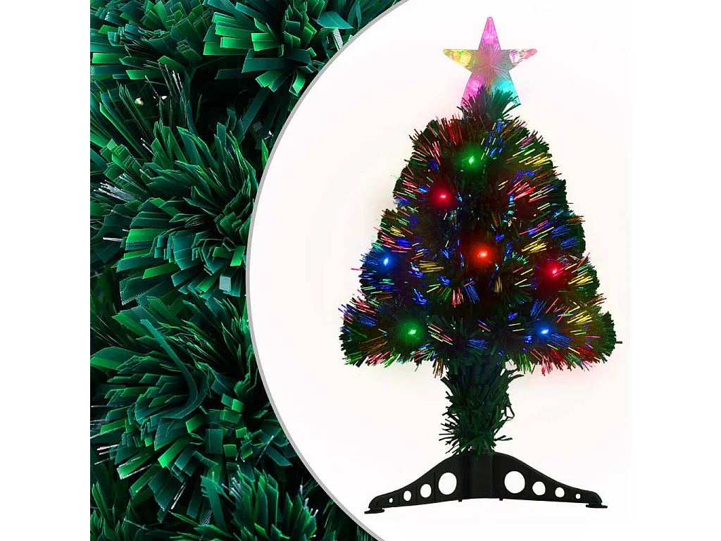 Arbre de Noël pré-éclairé avec support et LED 64 cm fibre optique