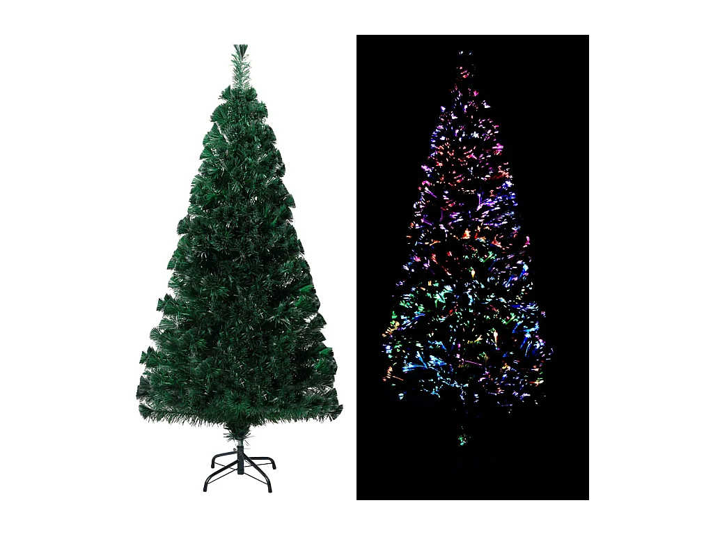 Sapin de Noël artificiel avec support vert 120 cm fibre optique