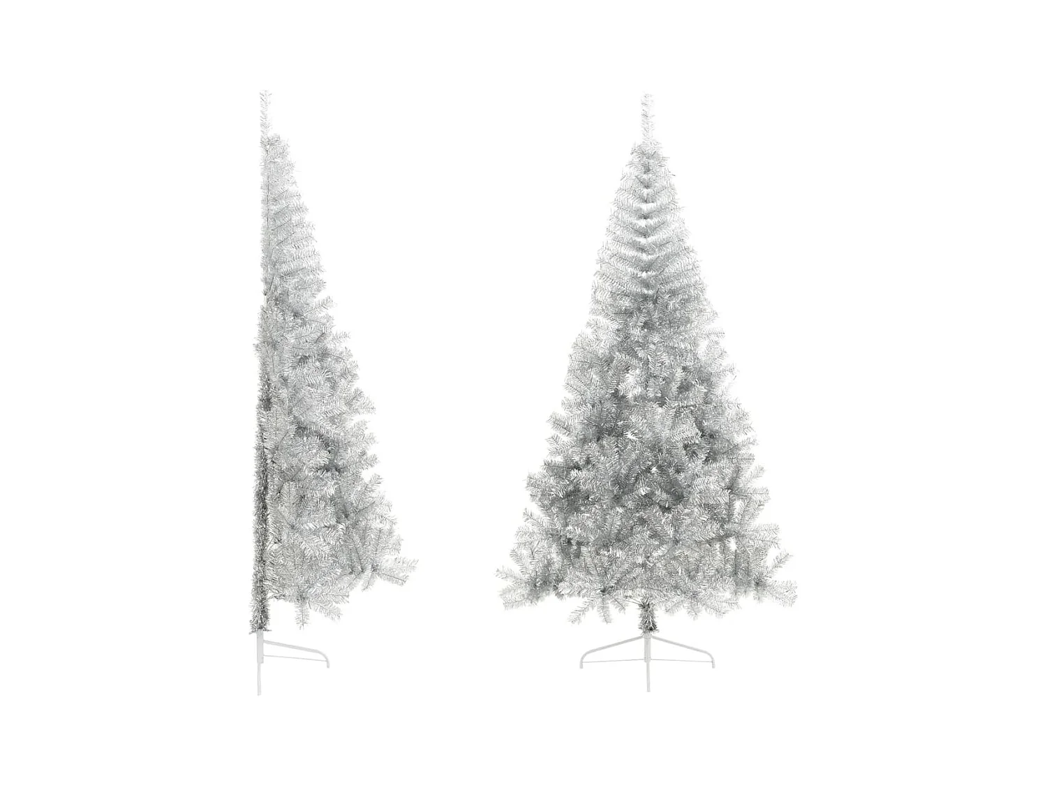 Kunstkerstboom half met standaard 240 cm PET zilverkleurig