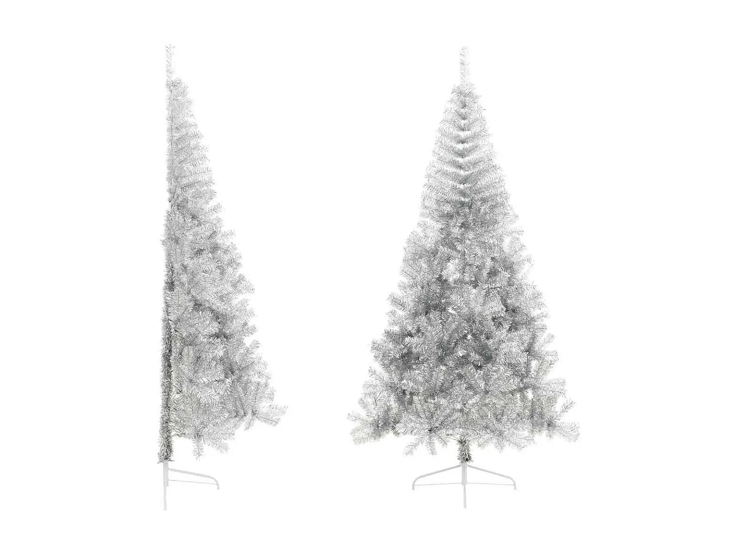 Demi sapin de Noël artificiel avec support argenté 240 cm PET