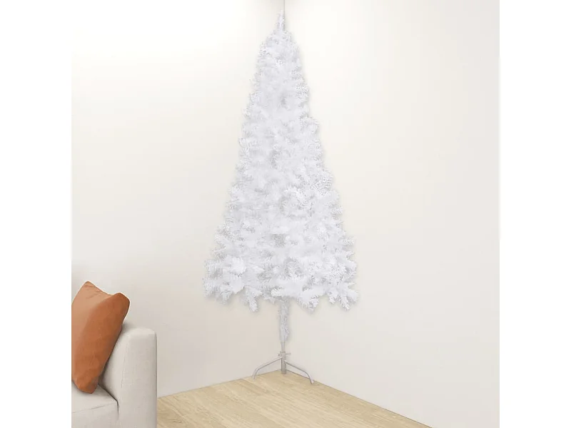 Künstlicher Eck-Weihnachtsbaum Weiß 240 cm PVC
