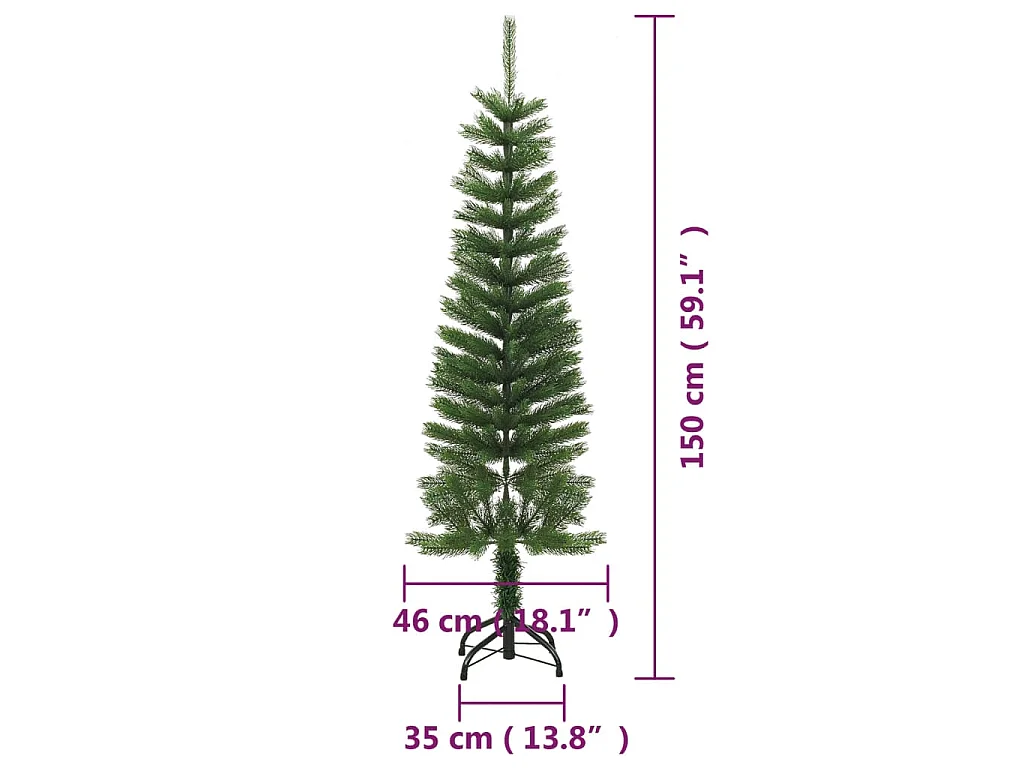 Kunstkerstboom met standaard smal 150 cm PE