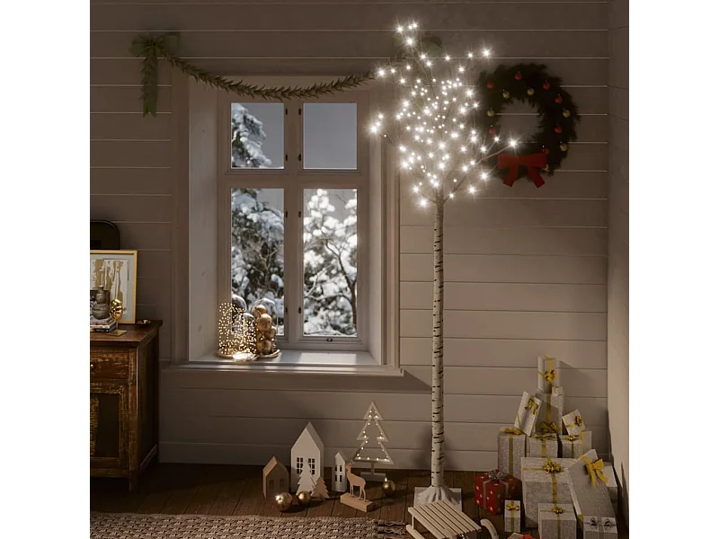 Albero Natale 200 LED 2,2m Salice Bianco Freddo Interno Esterno