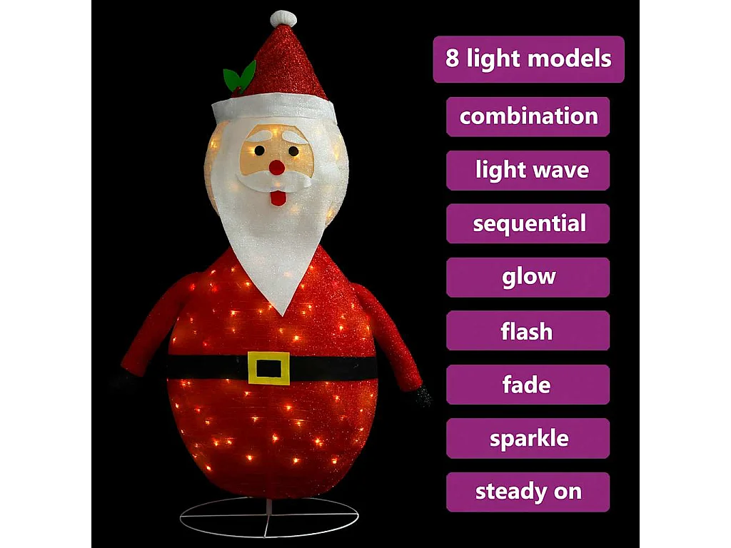 Pai Natal decorativo com luz LED tecido de luxo 60 cm
