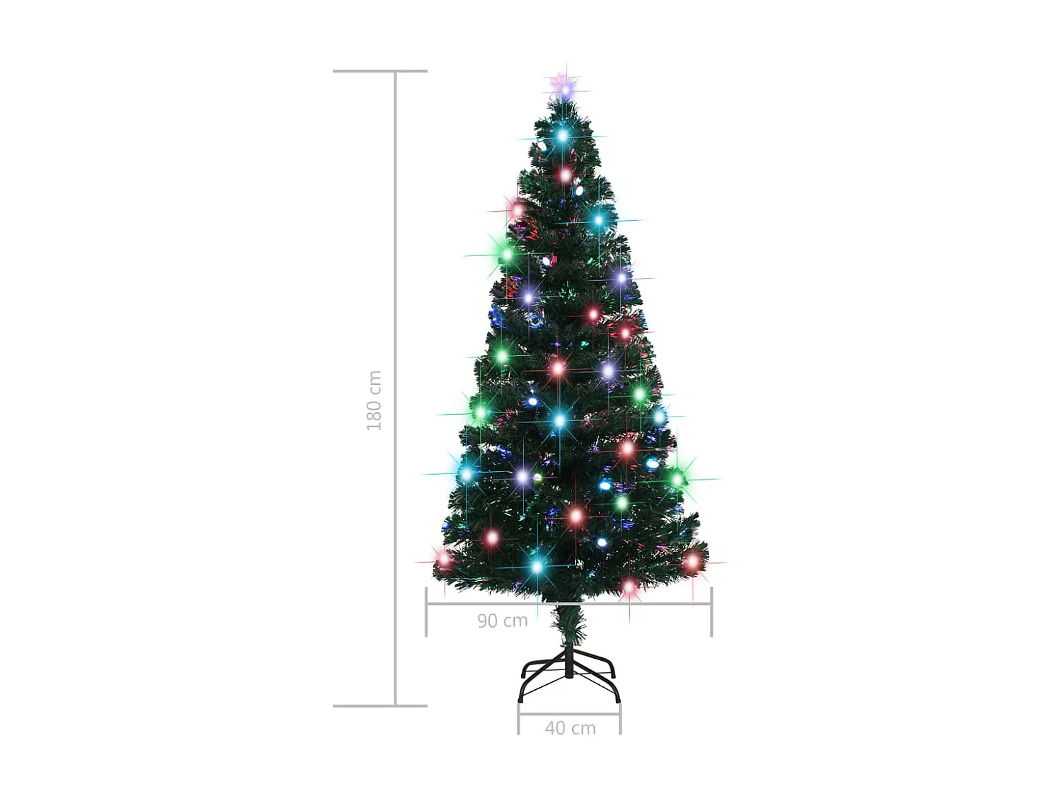 Arbre de Noël pré-éclairé avec support 180 cm fibre optique