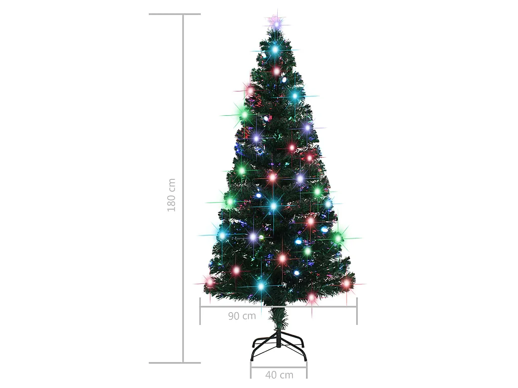 Voorverlichte kerstboom met standaard en LED 180 cm glasvezel