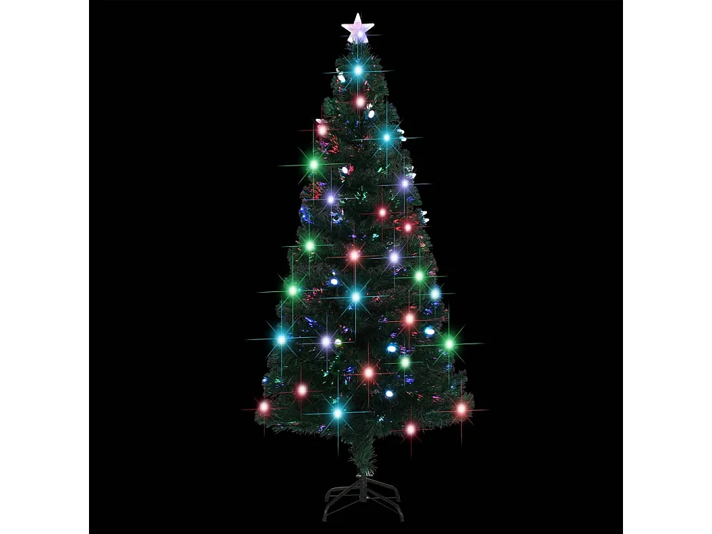 Voorverlichte kerstboom met standaard en LED 180 cm glasvezel