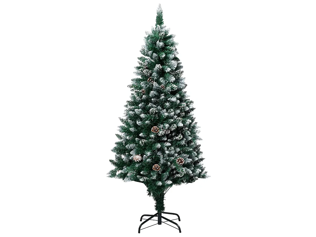 Árvore de Natal artificial com pinhas e neve branca 180 cm