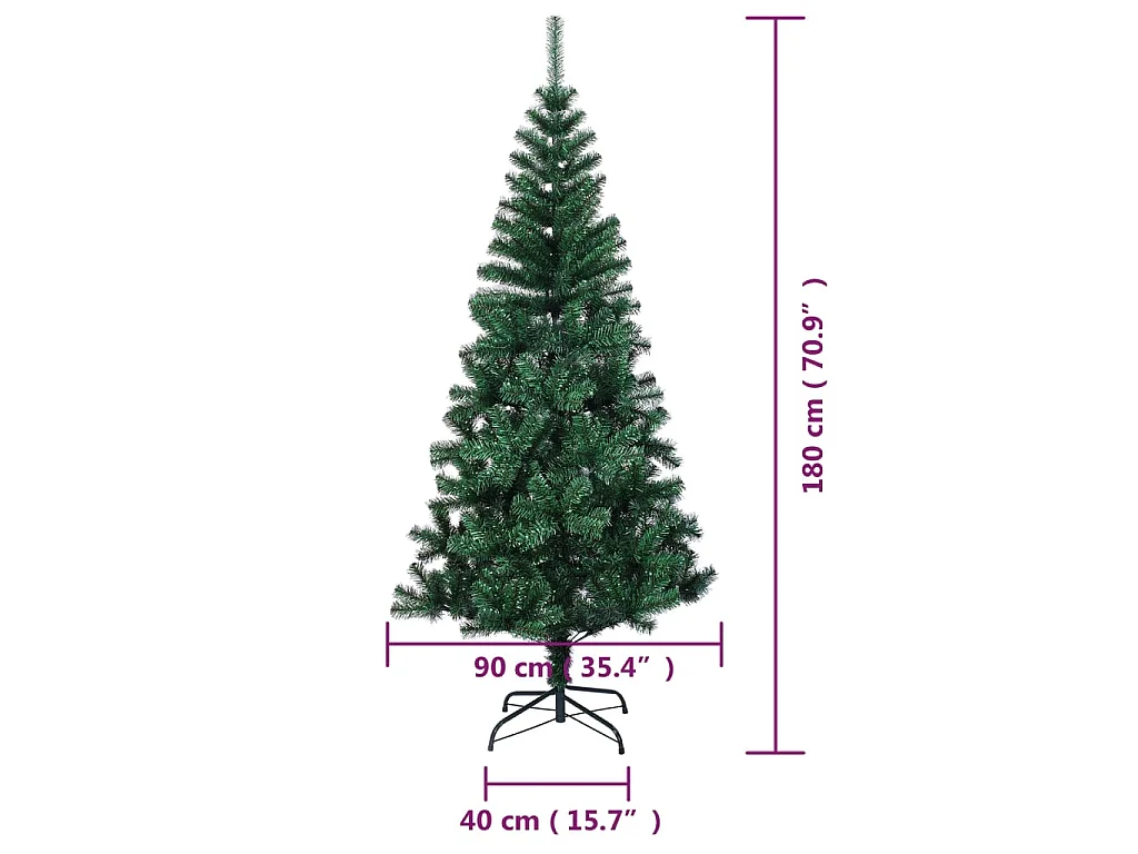 Árbol de Navidad artificial puntas iridiscentes PVC verde 180cm