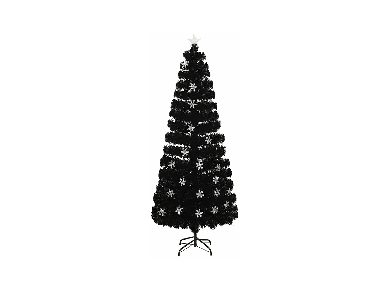 Kerstboom met LED-sneeuwvlokken 240 cm glasvezel zwart