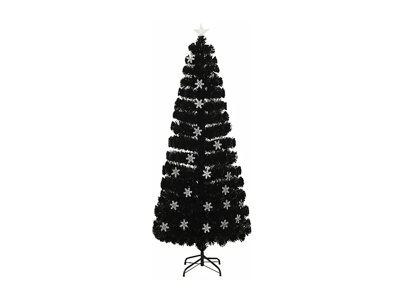 Albero Natale con Fiocchi di Neve a LED Nero 240cm Fibra Ottica