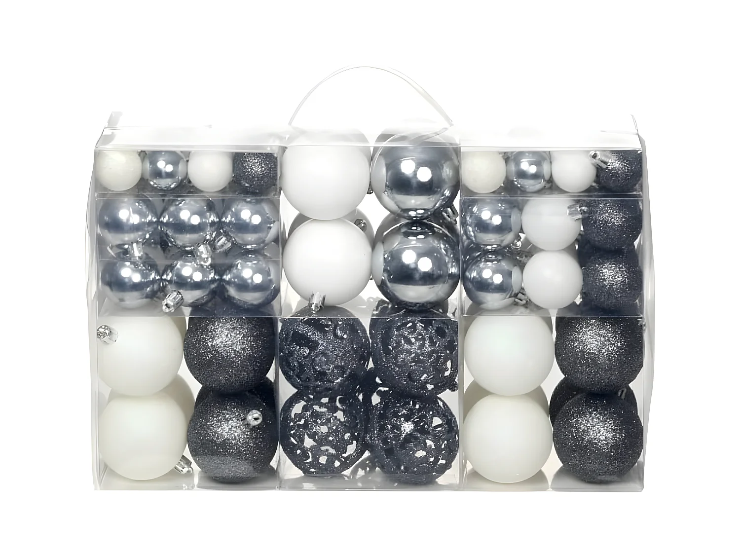 100-delige Kerstballenset 3/4/6 cm wit/grijs