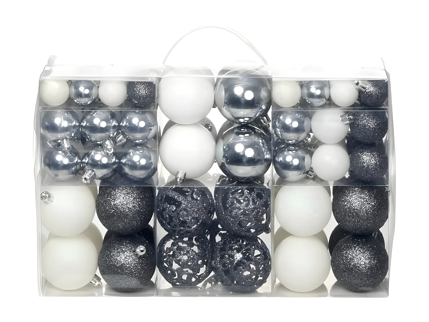 Ensemble de boules de Noël 100 pcs 3/4/6 cm Blanc/Gris