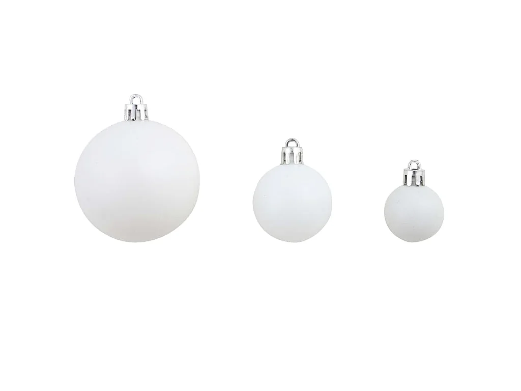 Ensemble de boules de Noël 100 pcs 3/4/6 cm Blanc/Gris