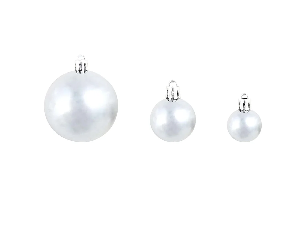 Ensemble de boules de Noël 100 pcs 3/4/6 cm Blanc/Gris