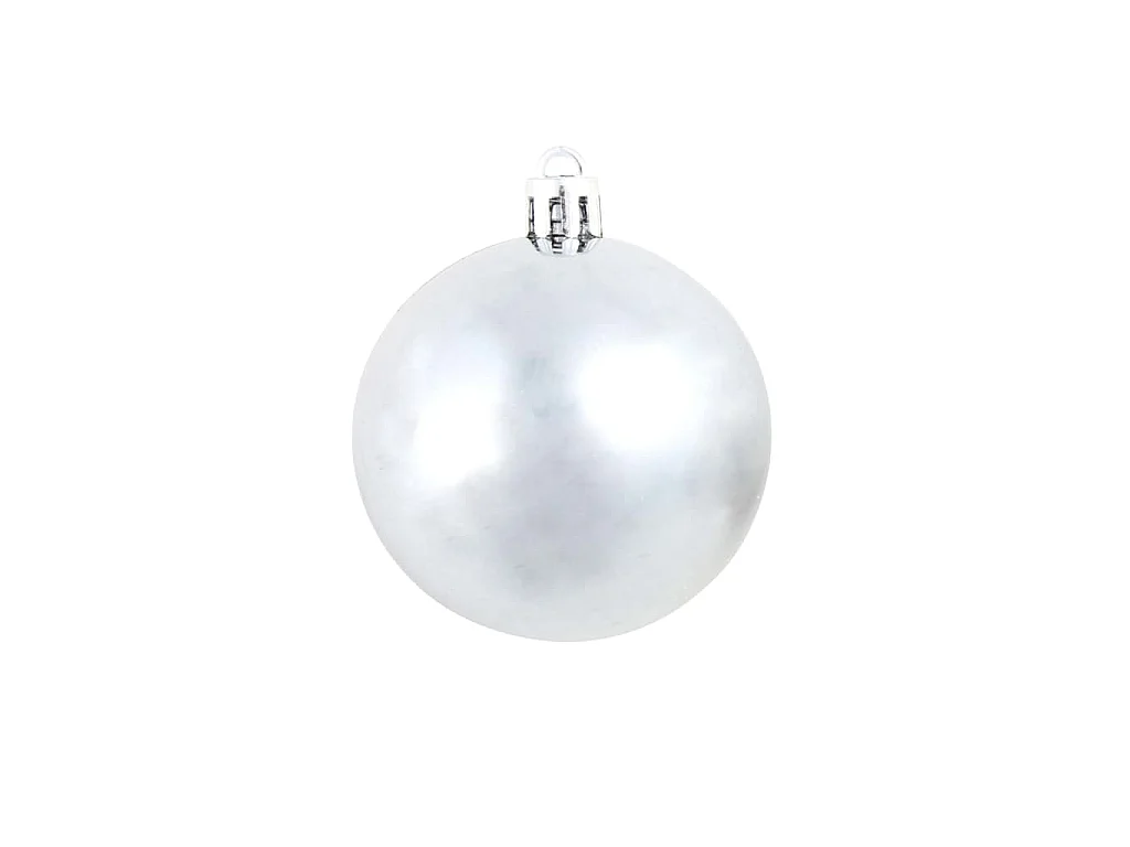Ensemble de boules de Noël 100 pcs 3/4/6 cm Blanc/Gris