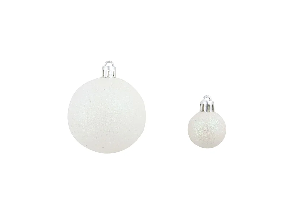 Ensemble de boules de Noël 100 pcs 3/4/6 cm Blanc/Gris