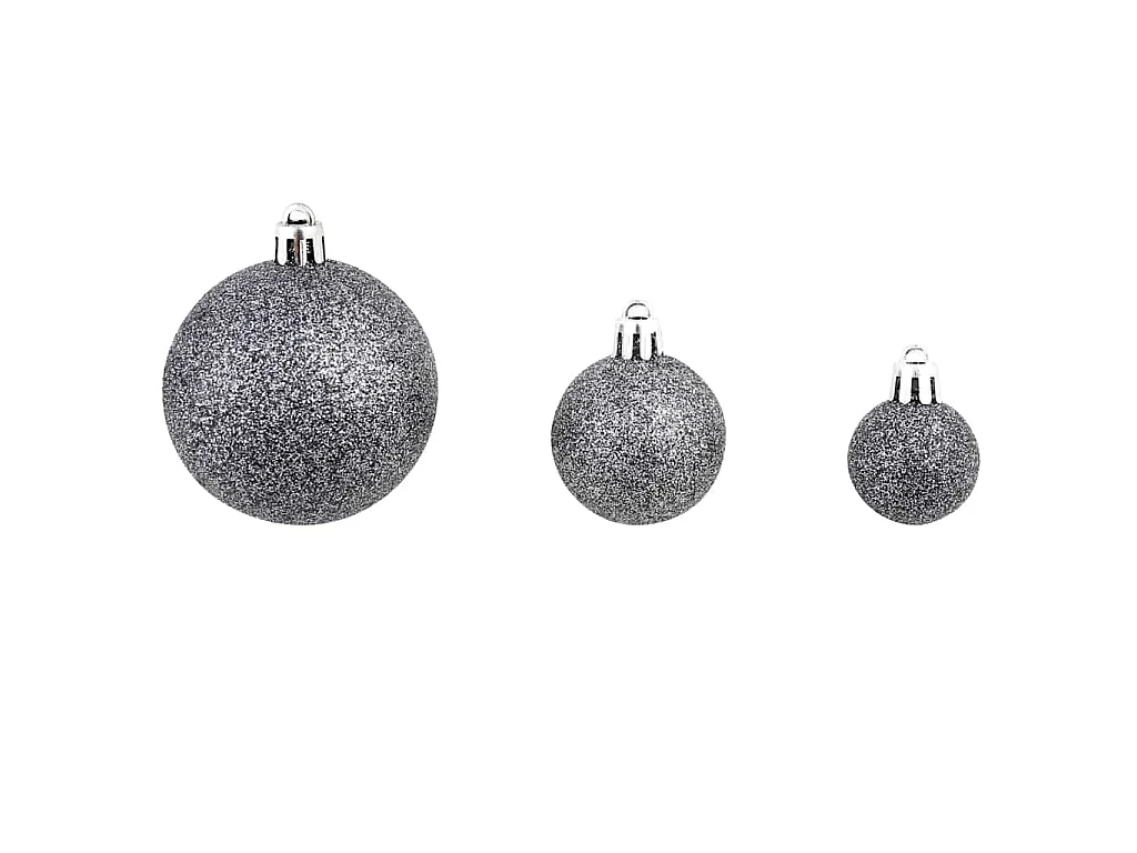 Ensemble de boules de Noël 100 pcs 3/4/6 cm Blanc/Gris