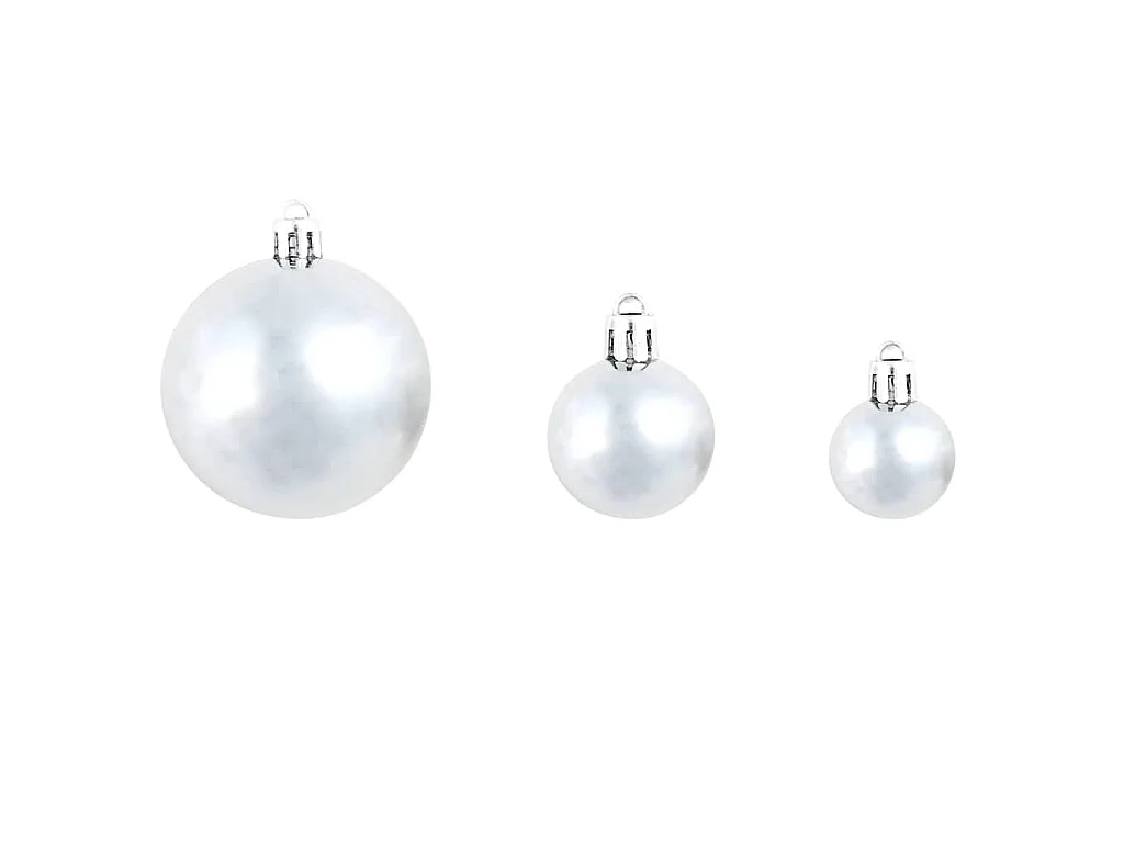 Ensemble de boules de Noël 100 pcs 3/4/6 cm Blanc/Gris