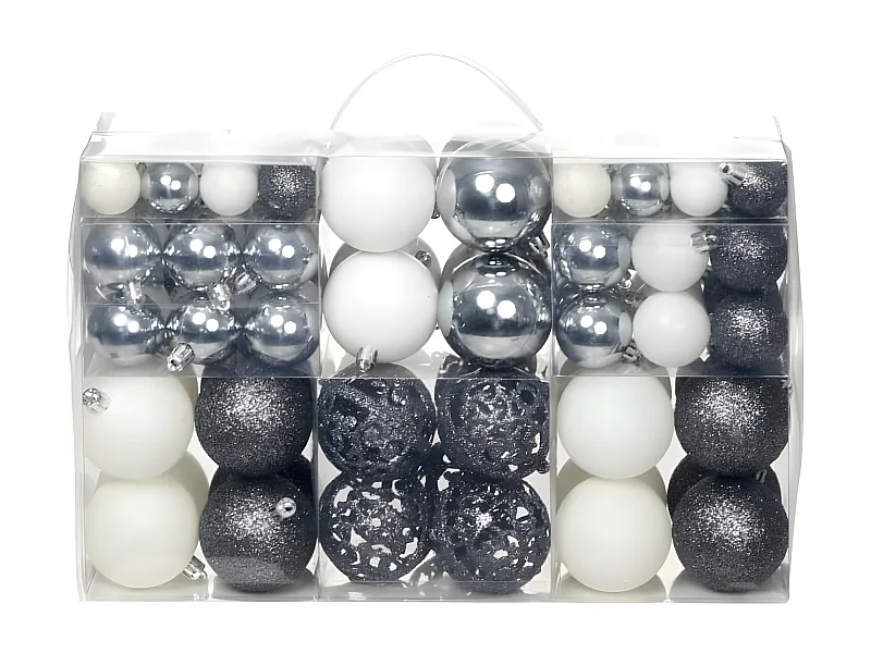 Conjunto de bolas de natal 100 pcs 3/4/6 cm branco/cinzento