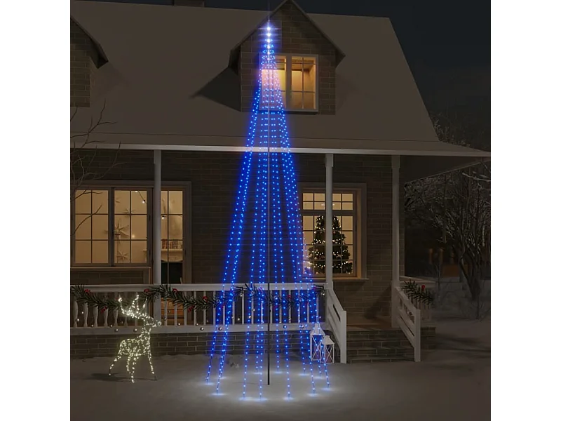 Sapin de Noël sur mât de drapeau 732 LED Bleues 500 cm