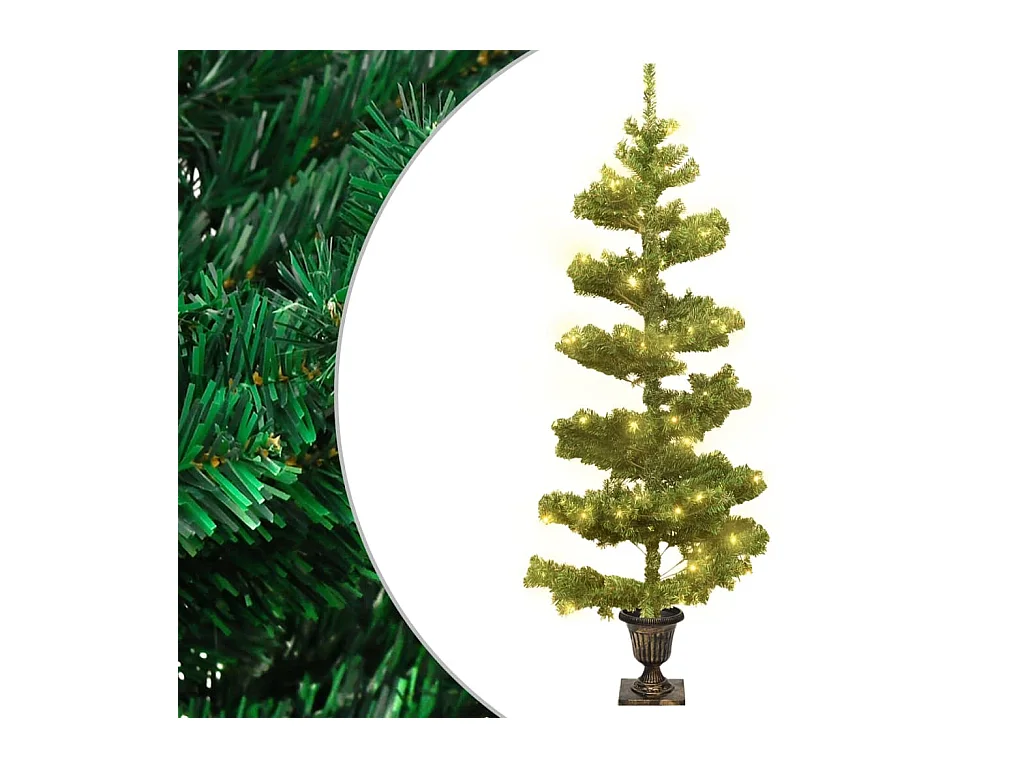 Kunstkerstboom met verlichting en pot 120 cm PVC groen