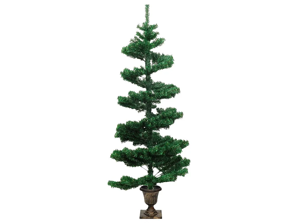 Arbre de Noël hélicoïdal pré-éclairé avec pot vert 120 cm PVC