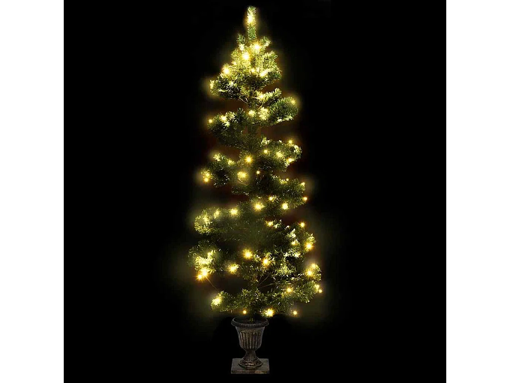 Arbre de Noël hélicoïdal pré-éclairé avec pot vert 120 cm PVC
