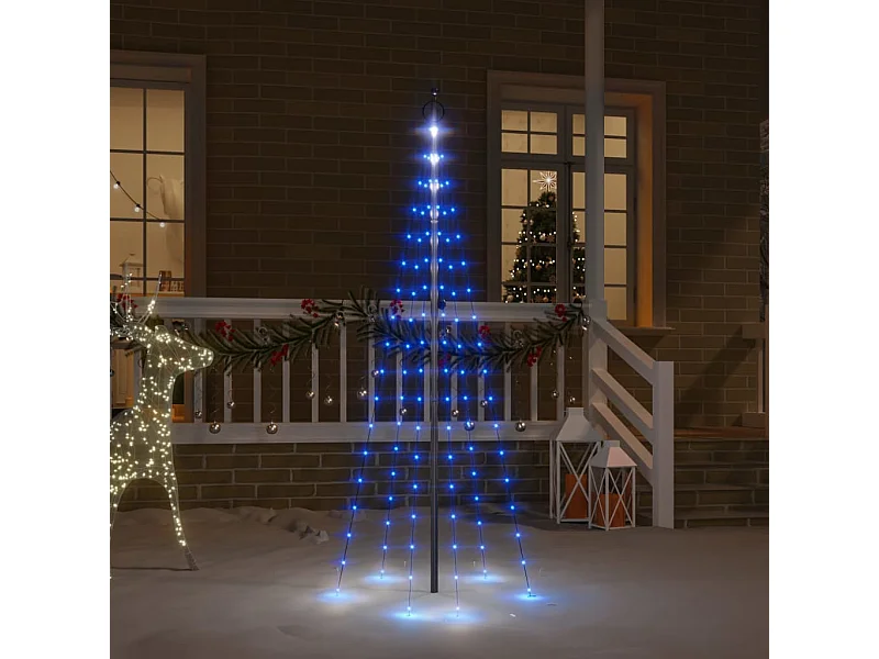 LED-Weihnachtsbaum für Fahnenmast Blau 108 LEDs 180 cm