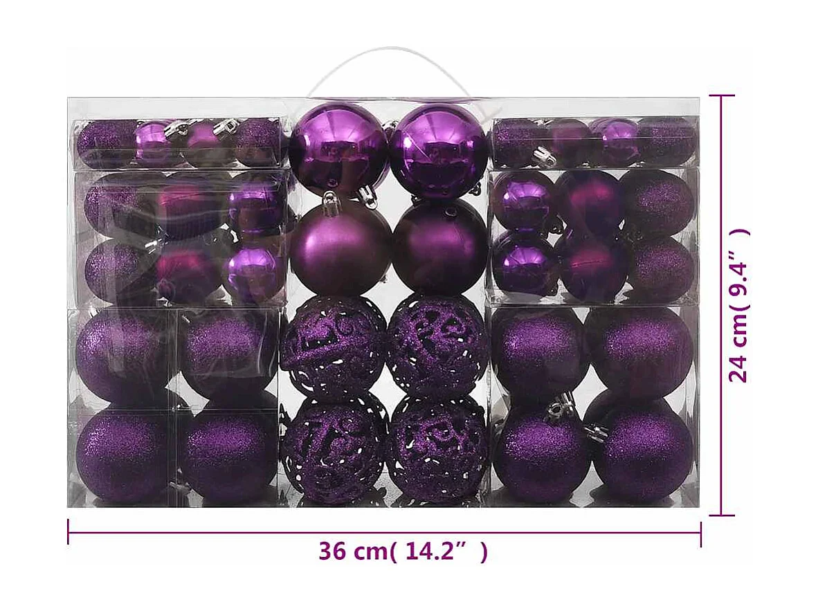 Ensemble de boules de Noël 100 pcs Violet