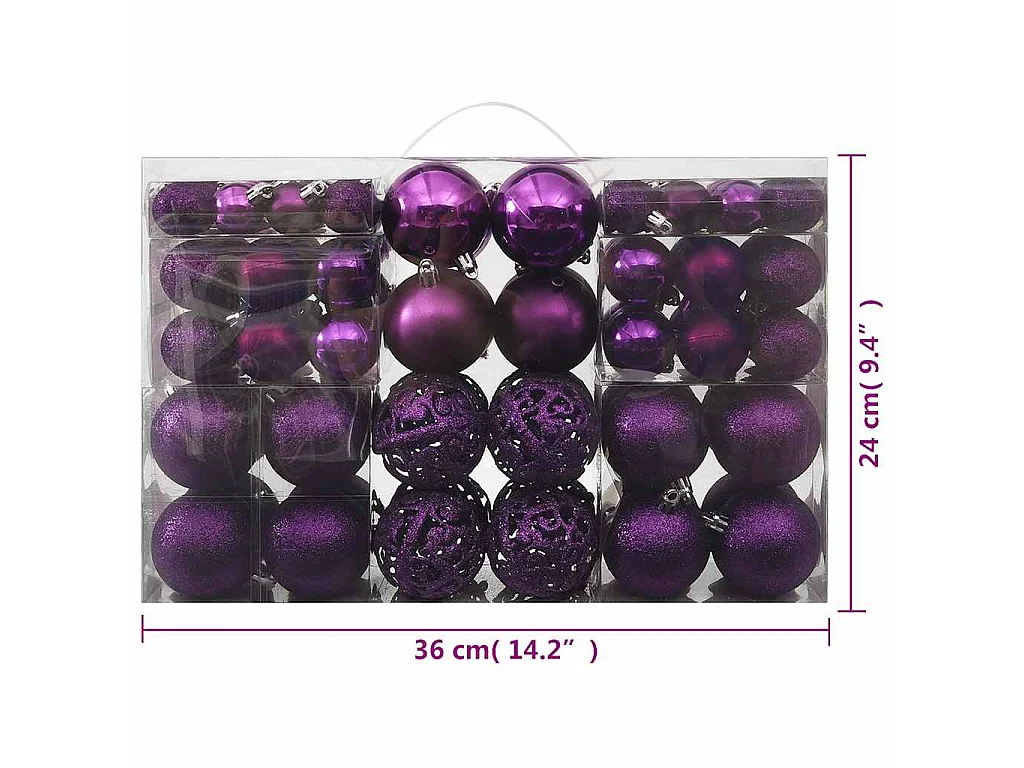 Ensemble de boules de Noël 100 pcs Violet