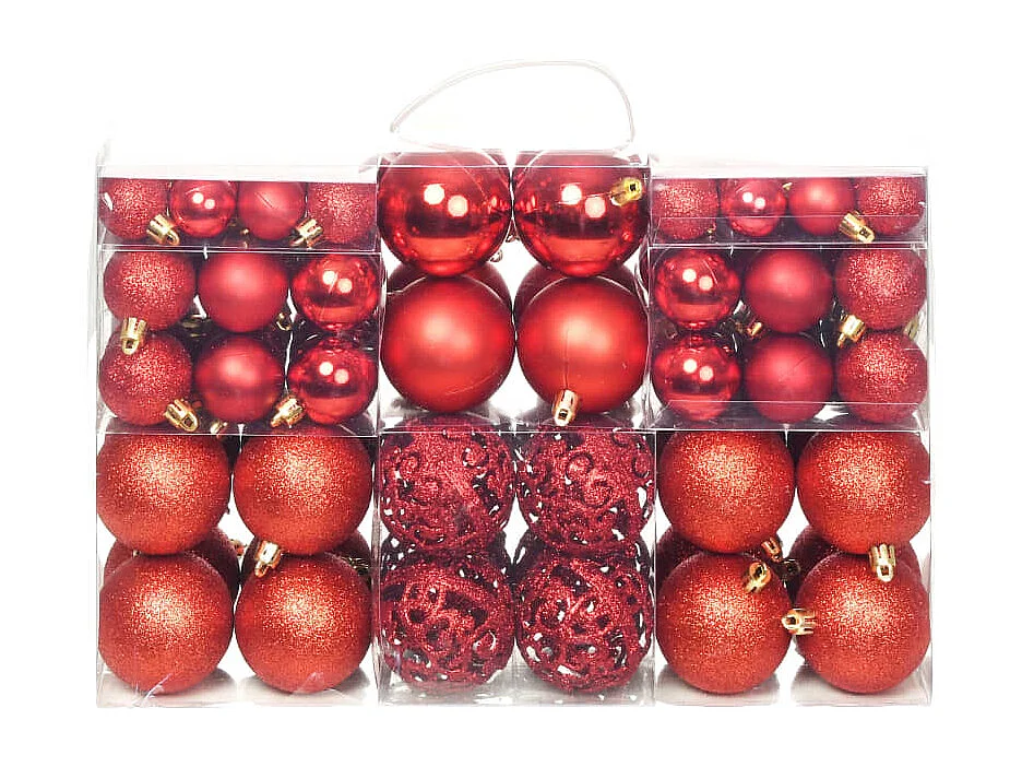 Ensemble de boules de Noël 100 pcs 3/4/6 cm Rouge