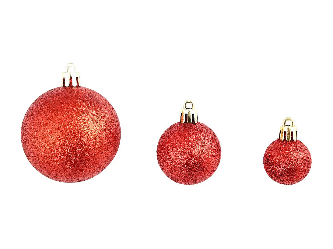 Ensemble de boules de Noël 100 pcs 3/4/6 cm Rouge