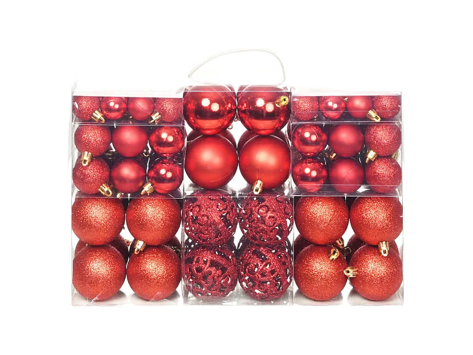 Ensemble de boules de Noël 100 pcs 3/4/6 cm Rouge
