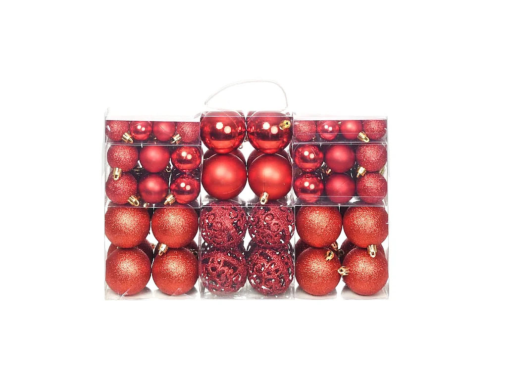 100-delige Kerstballenset 3/4/6 cm rood