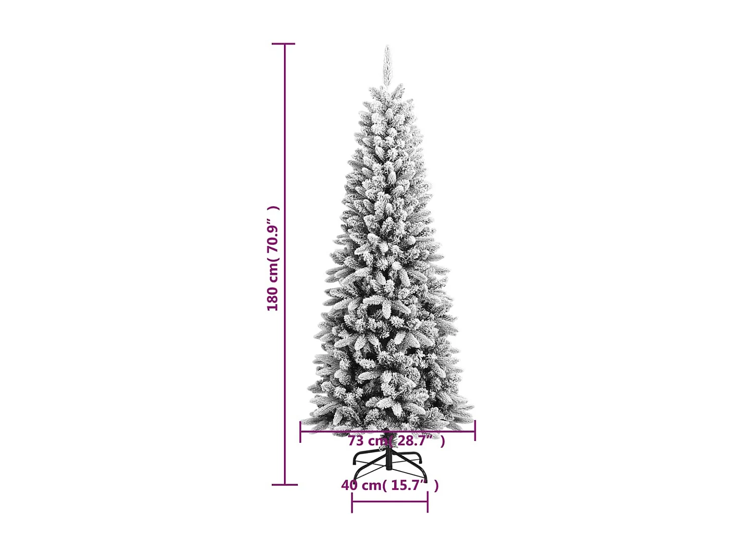 Sapin de Noël artificiel avec neige floquée 180 cm PVC et PE