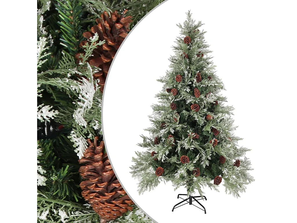 Weihnachtsbaum mit Zapfen Grün und Weiß 120 cm PVC & PE