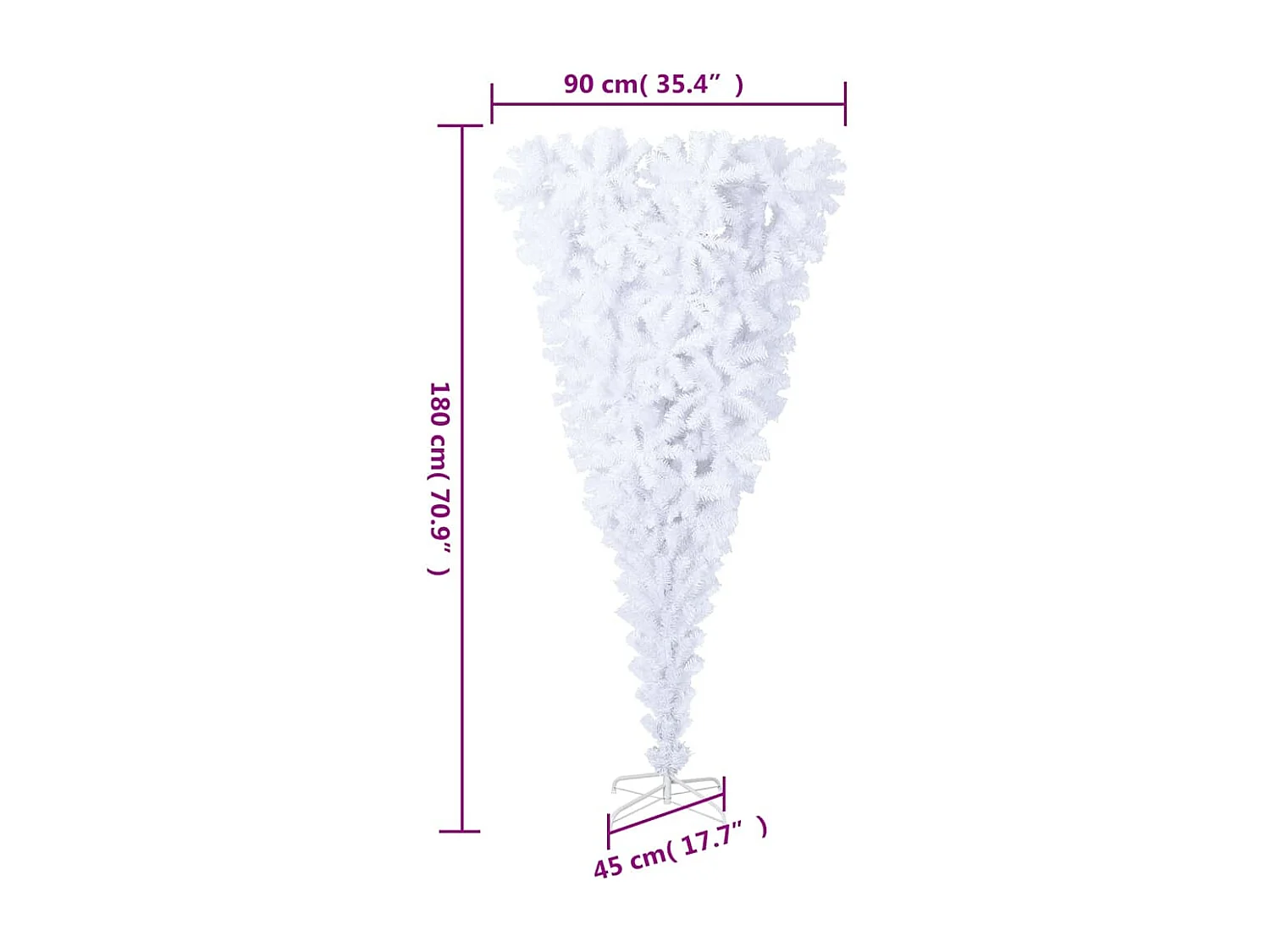 Sapin de Noël artificiel renversé avec support Blanc 180 cm