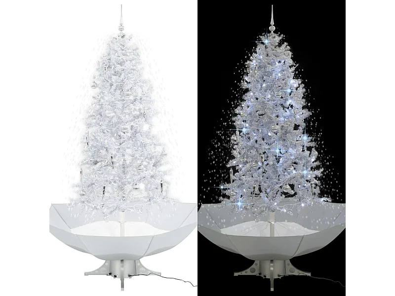 Árbol de Navidad con nieve con base en paraguas blanco 190 cm