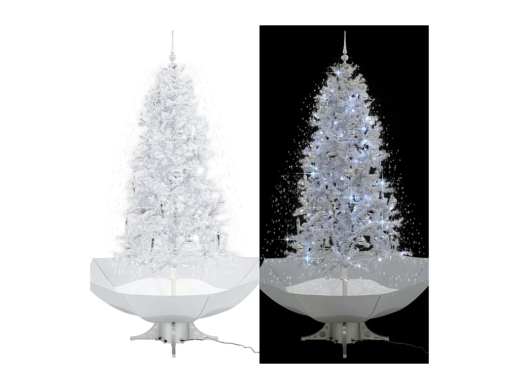 Arbre de Noël neigeux avec base de parapluie Blanc 190 cm