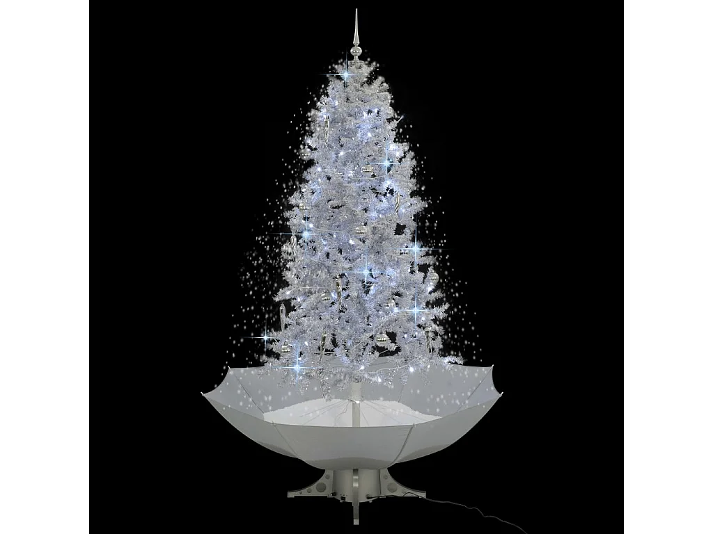Arbre de Noël neigeux avec base de parapluie Blanc 190 cm