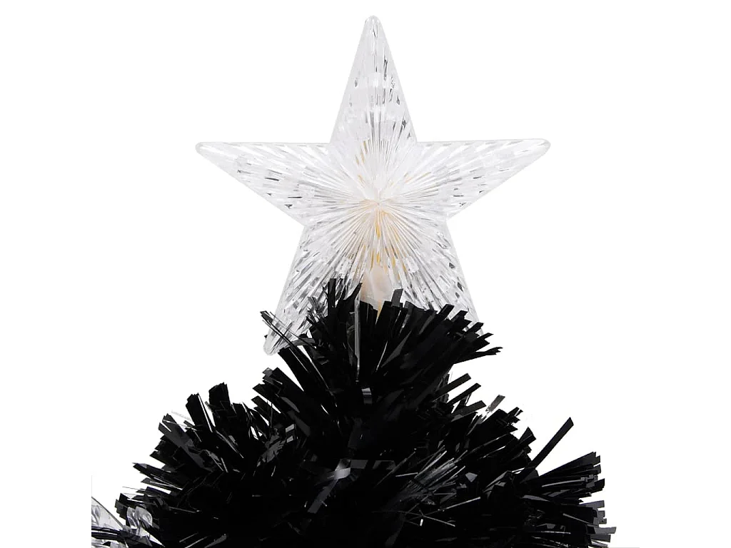 Albero di Natale con Fiocchi di Neve LED Nero 64cm Fibra Ottica