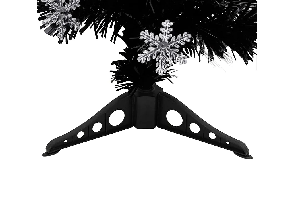 Albero di Natale con Fiocchi di Neve LED Nero 64cm Fibra Ottica