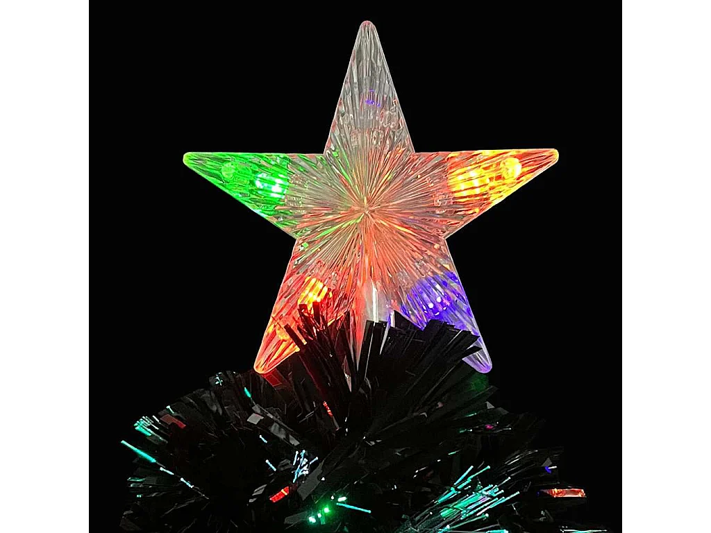 Árbol de Navidad artificial y soporte negro fibra óptica 64 cm