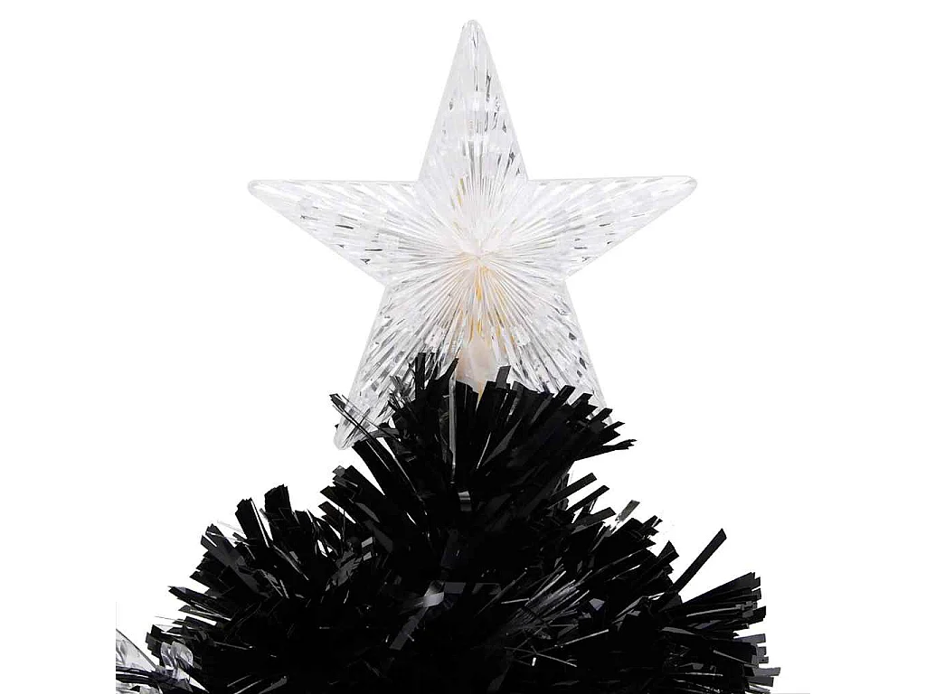 Árbol de Navidad artificial y soporte negro fibra óptica 64 cm