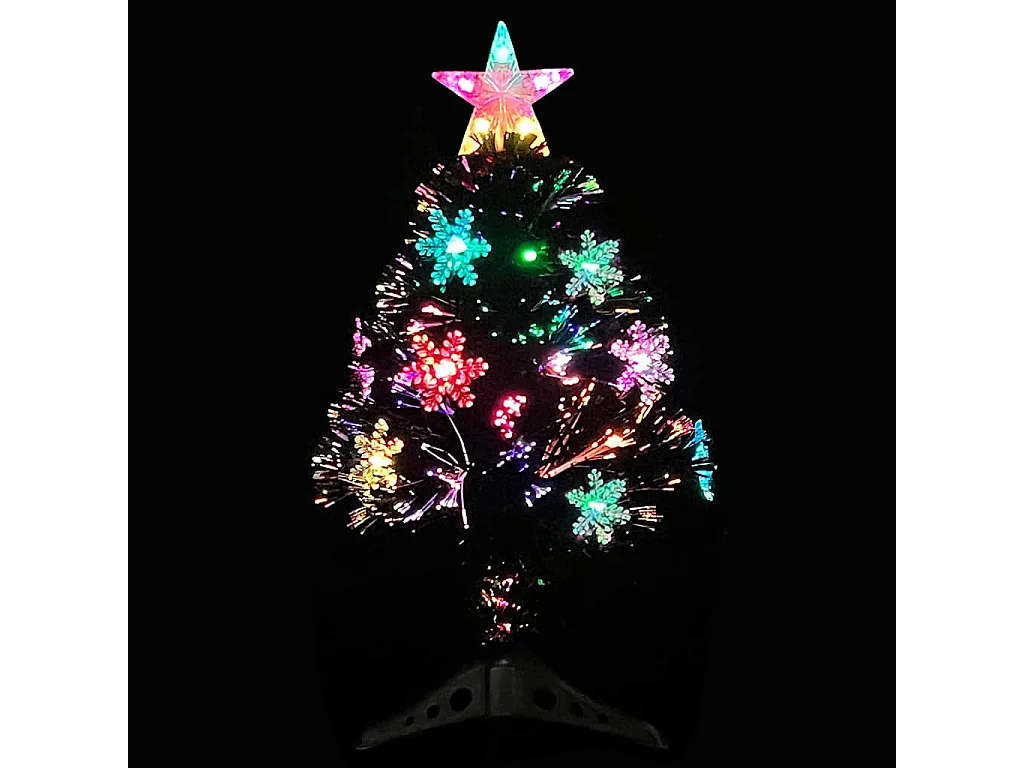 Árbol de Navidad artificial y soporte negro fibra óptica 64 cm